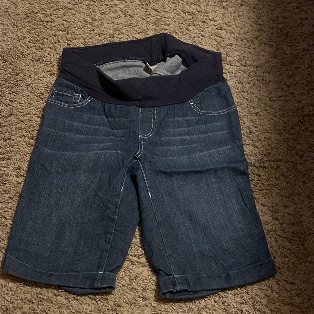 Motherhood Maternity Denim Shorts with Black Waistband